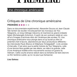Une Chronique Américaine - 2025 - Première